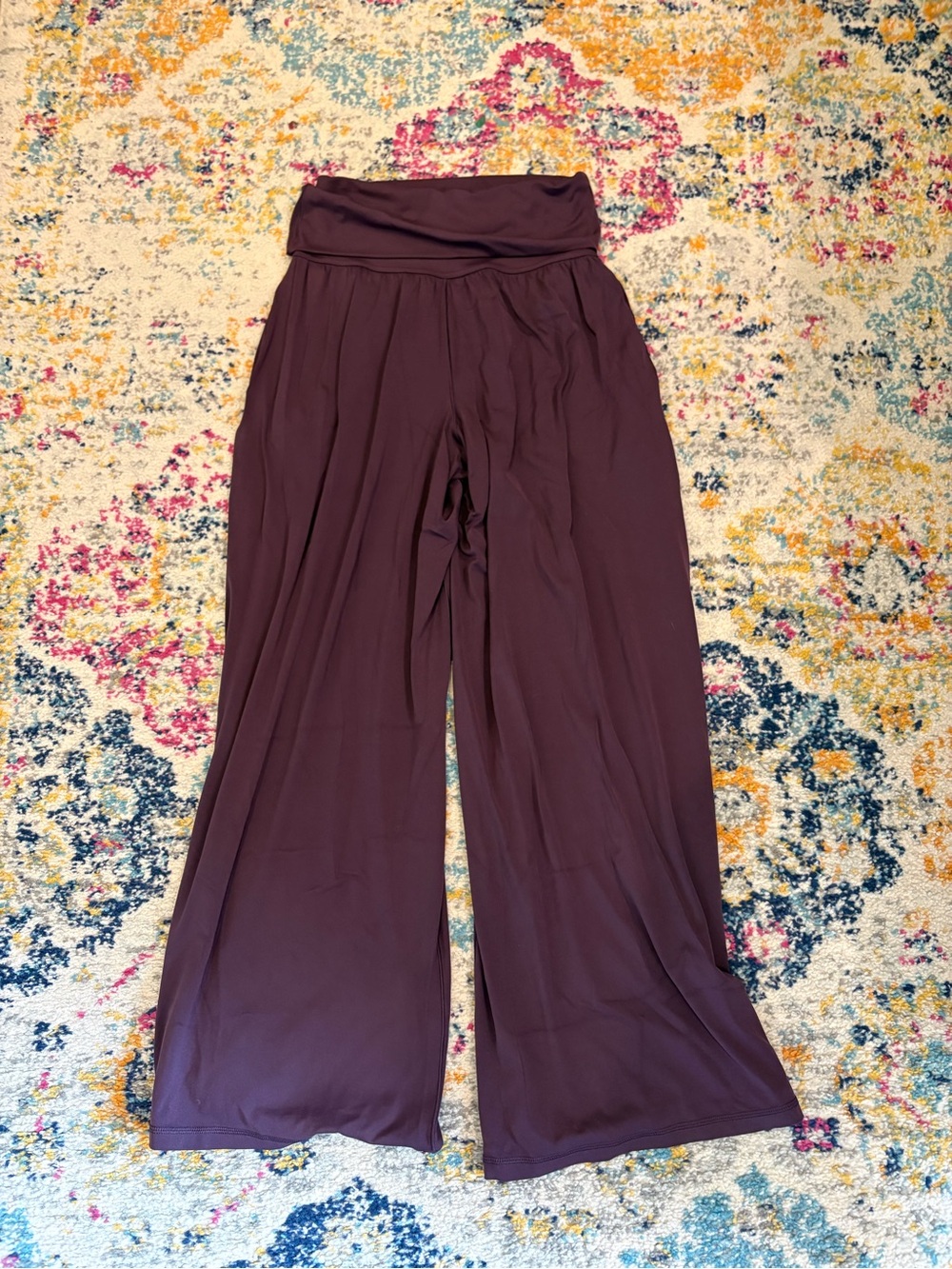 aerie Plum Wide-Leg Flowy Pants - Picture 3 of 5